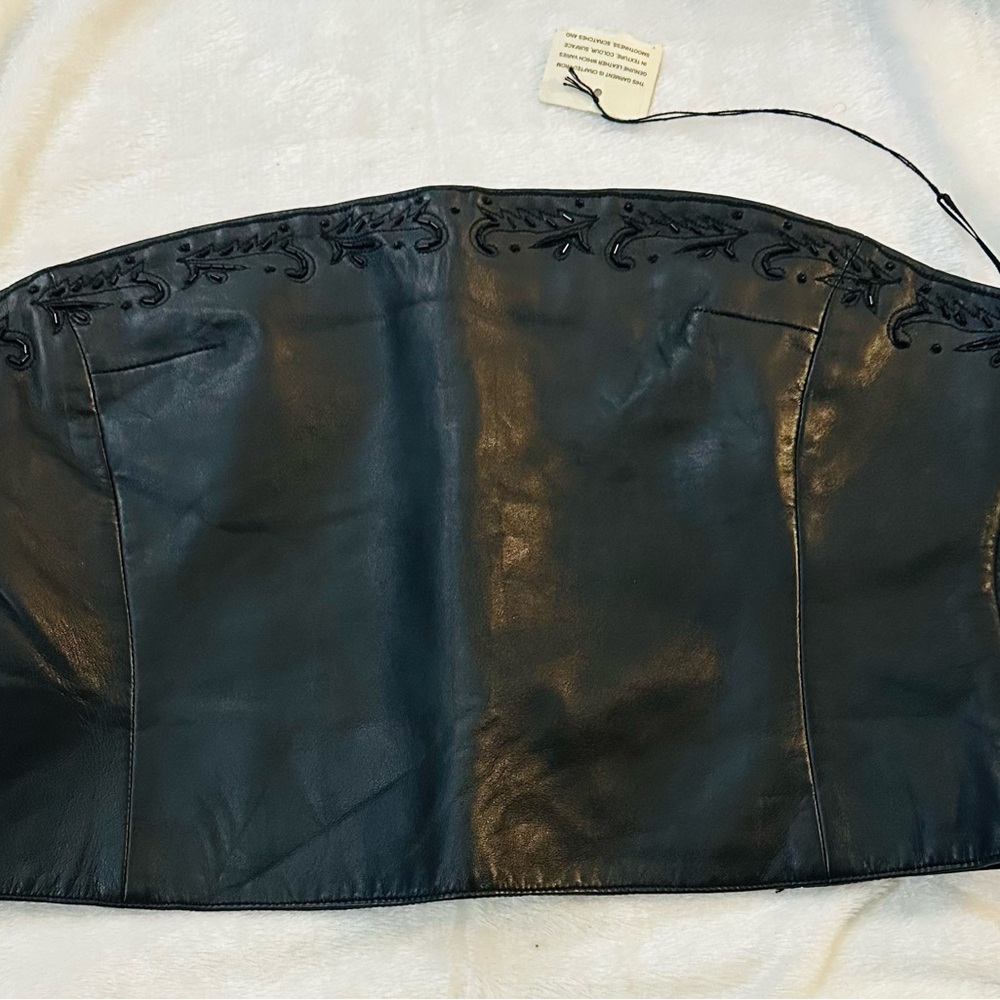 BAGATELLE Black Leather Strapless Top Size XL, NEW WITH TAGS